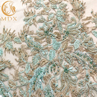 Szerokość 140 cm 3D haftowana koronkowa tkanina z afrykańskimi koralikami 5 jardów