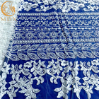 Wysokiej klasy ekskluzywna biała tiulowa tkanina ślubna wykonana ręcznie haft