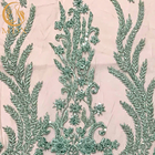 ODM Elegancka zielona sukienka z koralikami Koronkowa tkanina ślubna o szerokości 140 cm