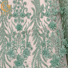 ODM Elegancka zielona sukienka z koralikami Koronkowa tkanina ślubna o szerokości 140 cm