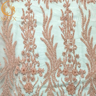 Pełen wdzięku projekt 15 jardów Afrykańska koronkowa tkanina z koralikami do dekoracji sukni