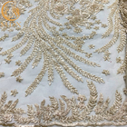 Biała nigeryjska suknia ślubna z koralikami z koronki o długości 91,44 cm