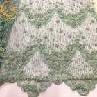 Gorąca sprzedaż Ręcznie robiona zielona siatka Wykwintne koraliki Koronkowa tkanina do robienia sukienek