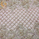 Style nigeryjskie Złota zroszony koronkowa tkanina Ręcznie haftowana tiulowa szerokość 135 cm
